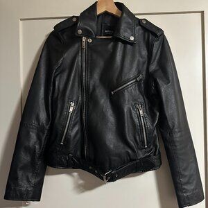 Barney's Originals real leather jacket with belt - Black Size 10 (UK 14)